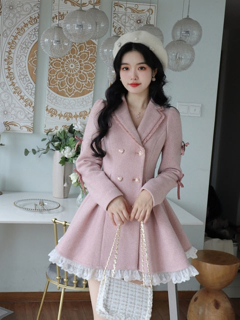Korean Style Lace Party Mini Dress