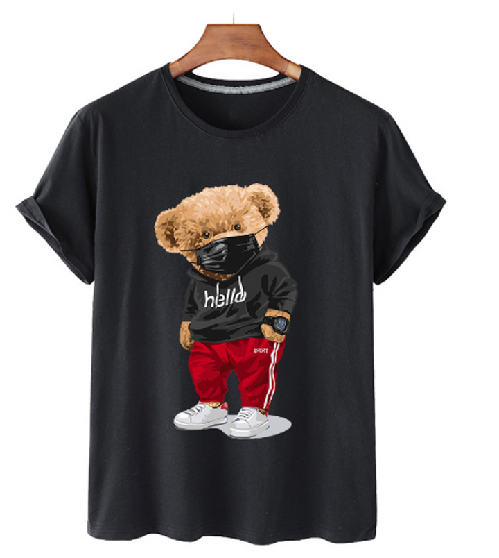 Bear Print Men's Cotton T Shirt