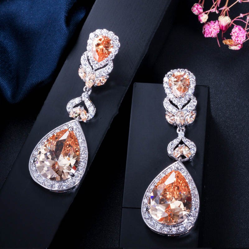 Crystal Bridal Long Earrings