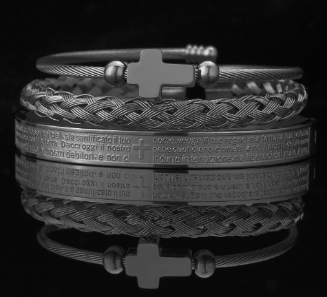 Cross Spanish Carving Bracelet Set