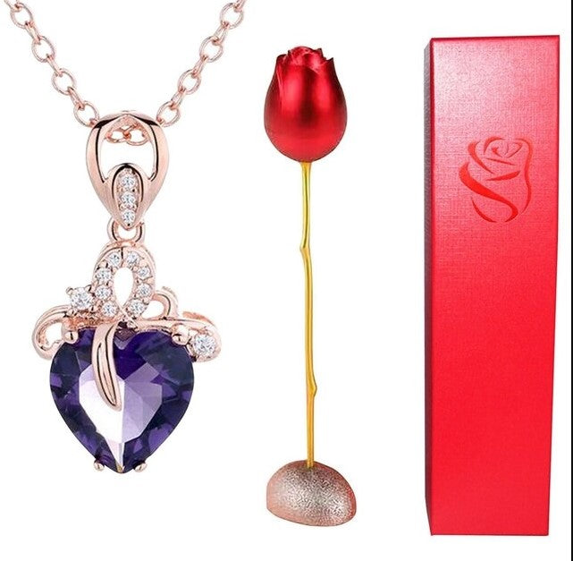 Pink Eternal Love Necklace Pendant Holder Set