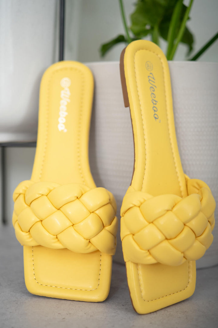 Yellow Woven Flat Sandals