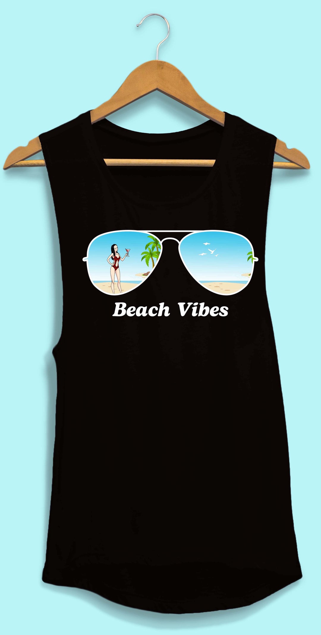 Aviator Bride Vibes 😎  | Beach Vibes - Bachelorette Beach Party Flowy Muscle Tank Tops