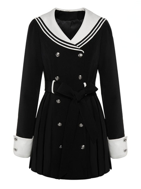 Navy Collar Korean Style Mini Dress