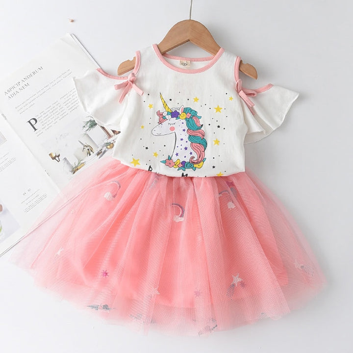 Toddler Kids Baby Girl Print White Blouse Polka Dot Skirts