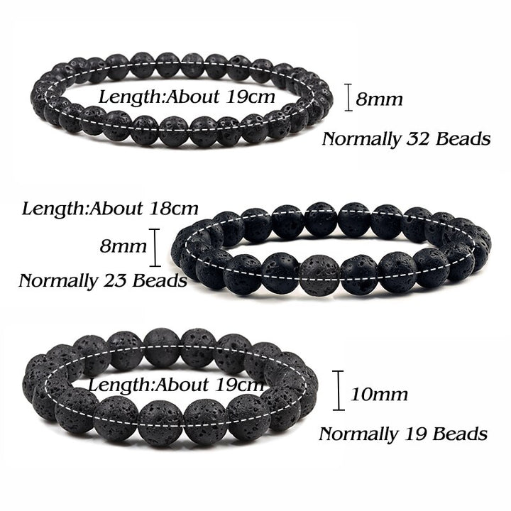 Natural Volcanic Stone Beads Bracelets Black Lava Bracelet