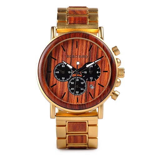 BOBO BIRD Gold Watch Men Luxury Brand Wooden Wristwatches