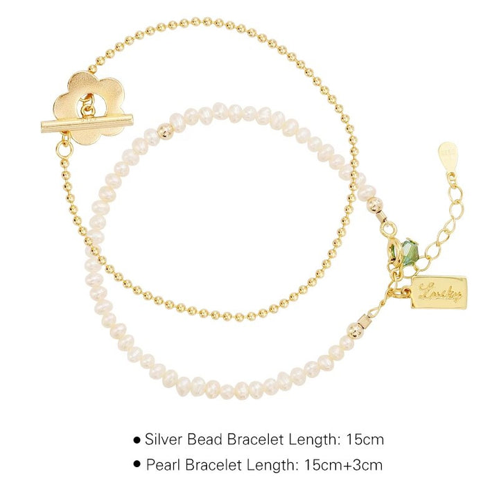 2Pcs Natural Freshwater Pearls Bracelets For Women