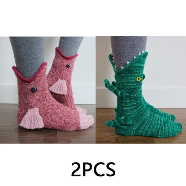 Creative Shark Chameleon Crocodile Knitted Socks