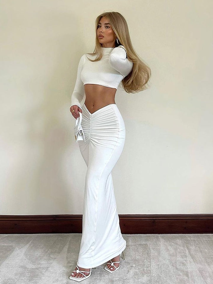 Women's Elegant White 2 Piece Dress Set