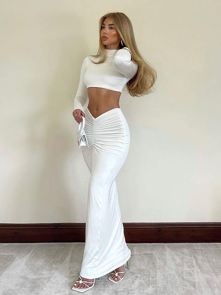 Elegant White 2 Piece Dress Set