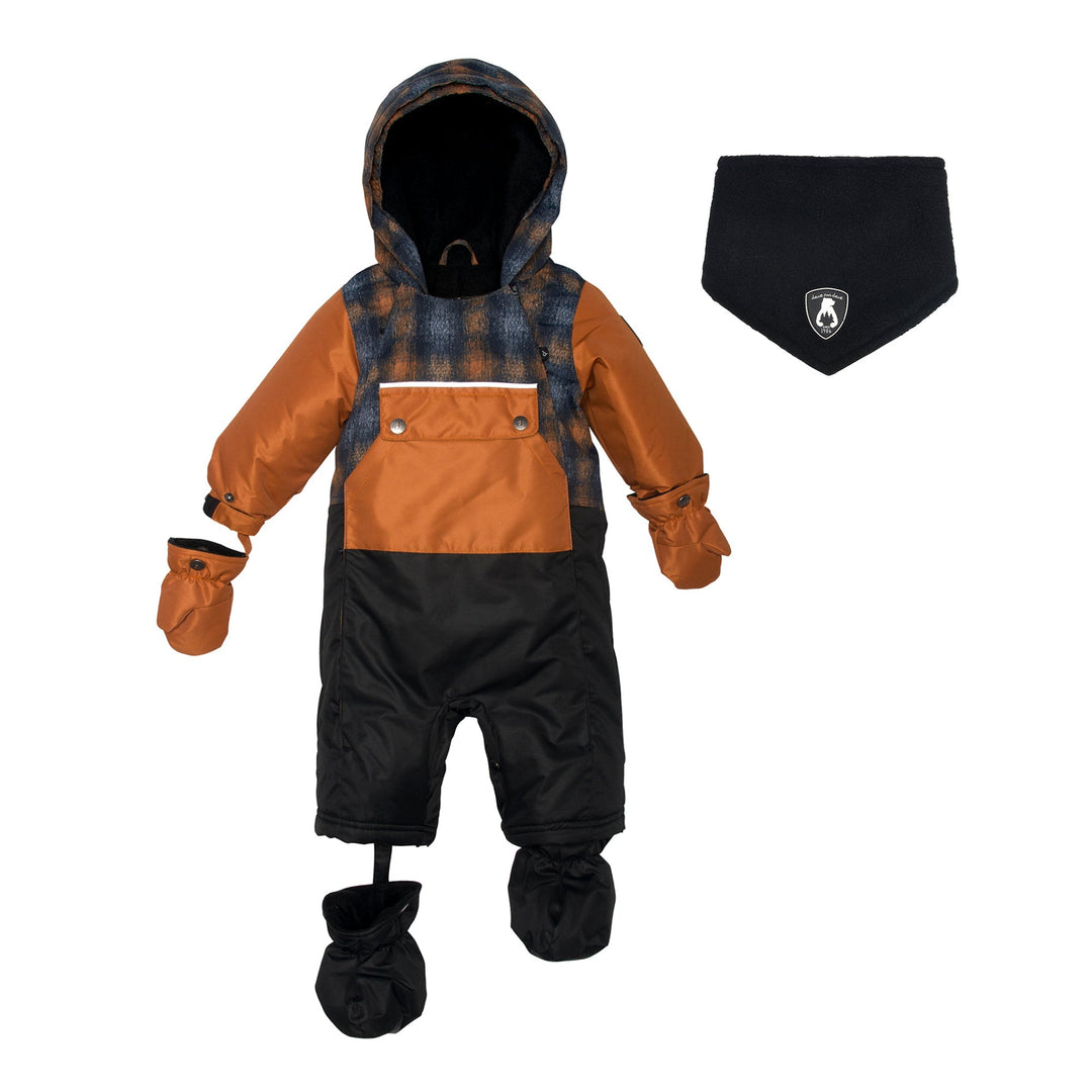 Checked Print One Piece Baby Snowsuit