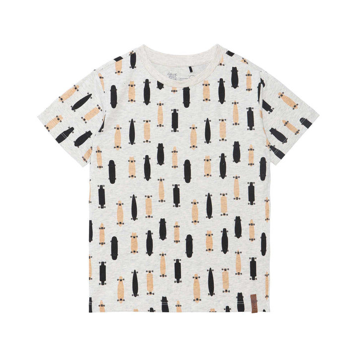 Printed Cotton Jersey Top Oatmeal Mix