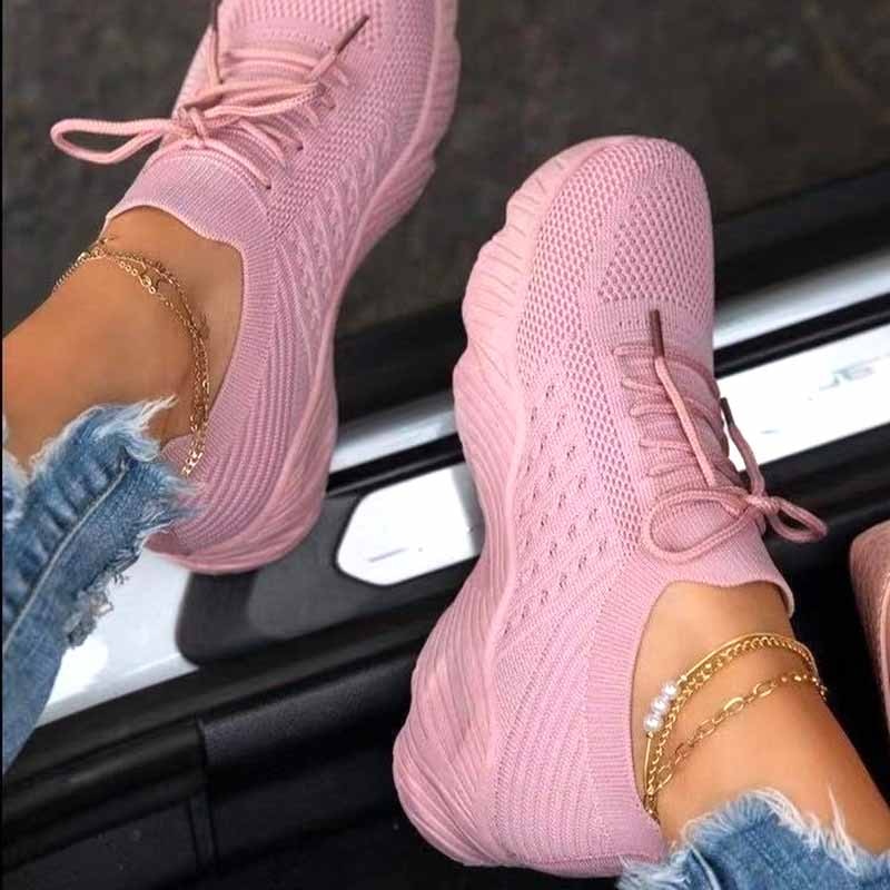 Women's Sneakers Sporty Outdoor Walking Shoes Canvas Lace-up Solid Coloured