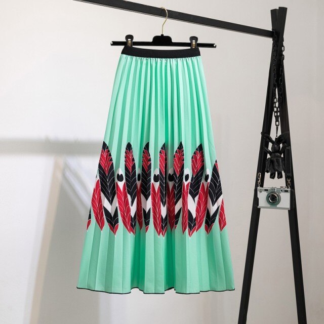 Women's Cartoon Printed Pleated Skirt