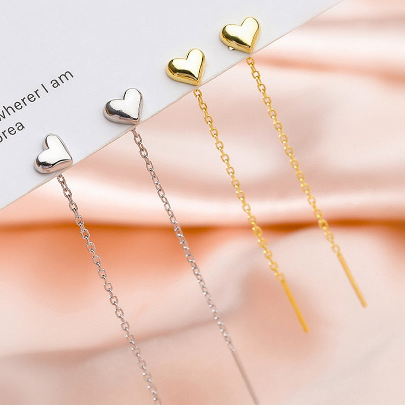 Long Tassel Heart Drop Earrings