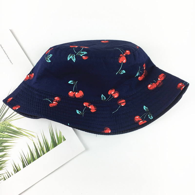 Cherry Print Bucket Hat Fisherman Hat Travel Hat Sun Cap Hats for Men and Women