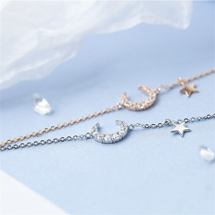 OBEAR Silver Plated  Girlfriend Bracelets  Zirconia Moon Star Romantic Bracelet Women
