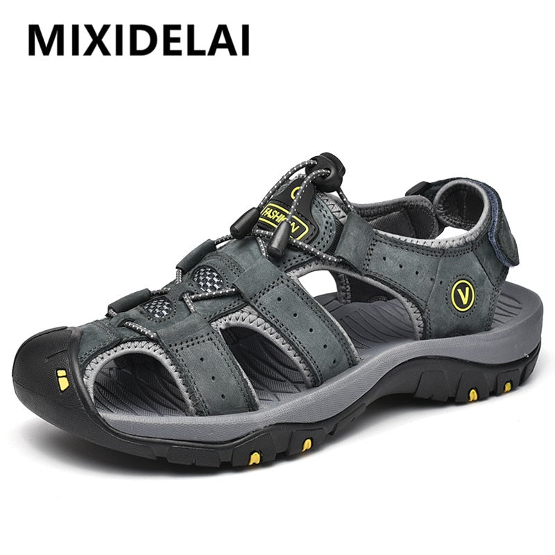 MIXIDELAI Genuine Leather Men's Sandals Slippers