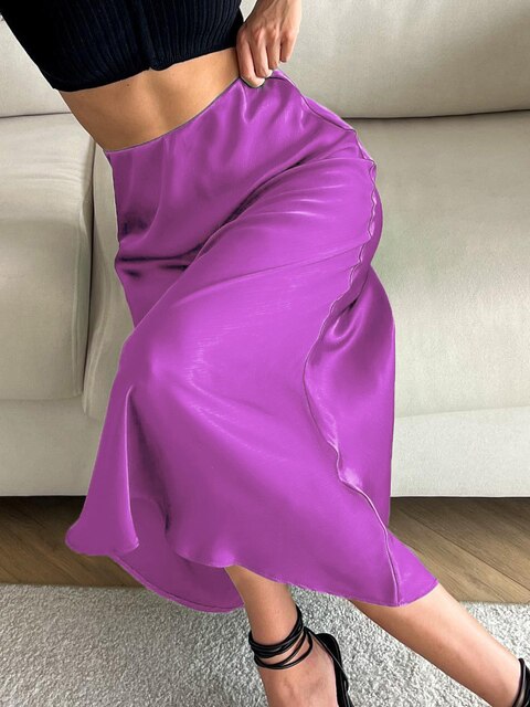 High Waisted Silk Skirt
