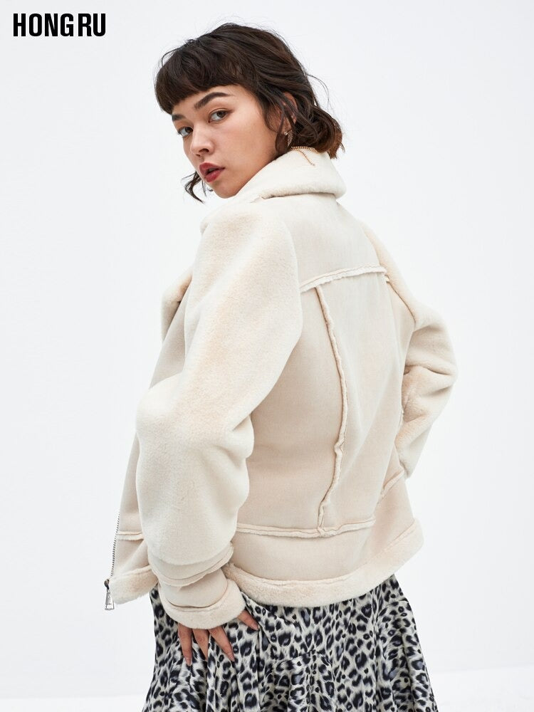 Women Fur Coat Winter Leather Jacket