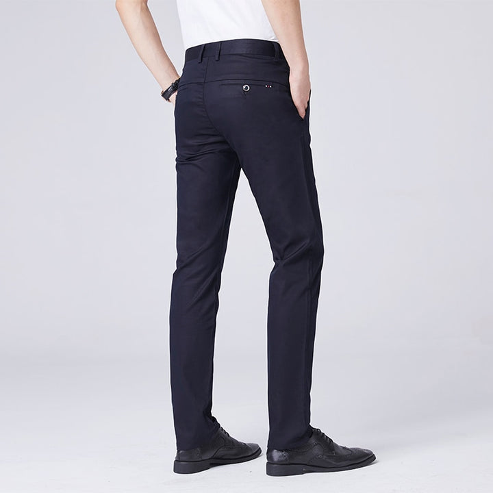 Men's Ice Silk Slim Fit Business Elastic Trousers