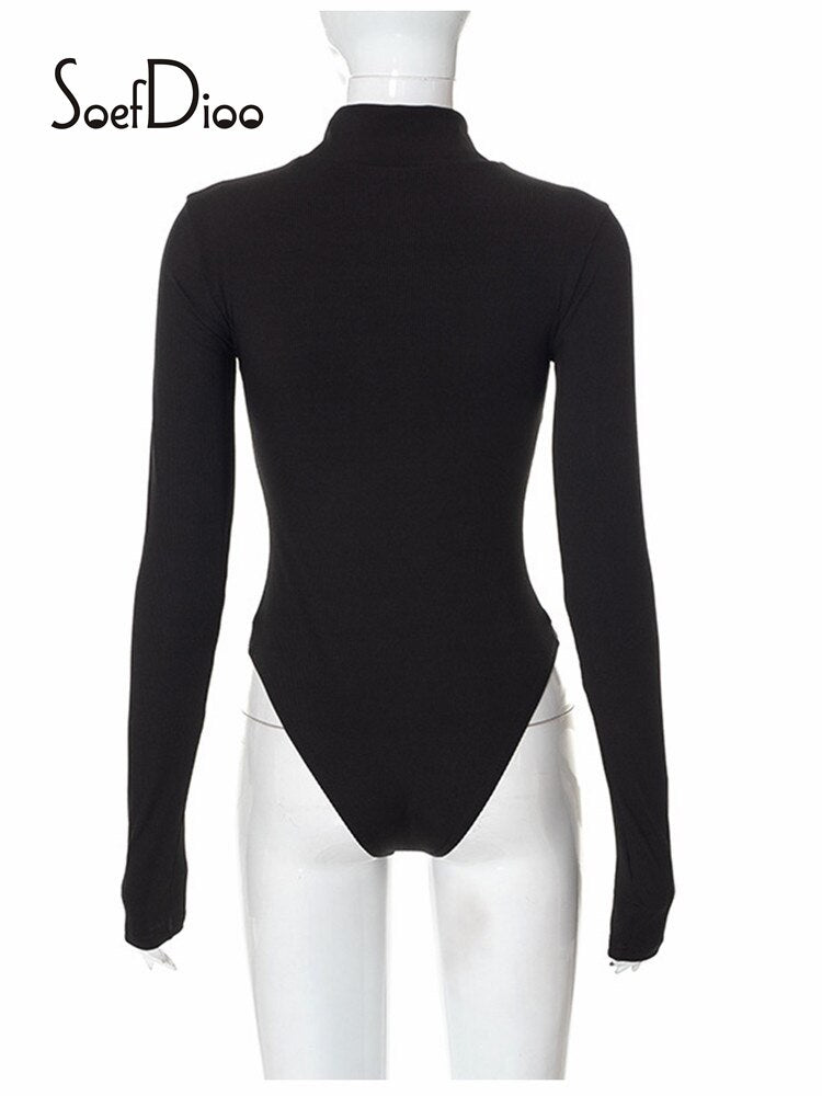 See Through Black Long Sleeve Bodysuit