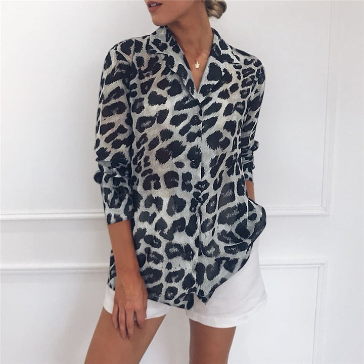 Leopard Print Chiffon Blouse