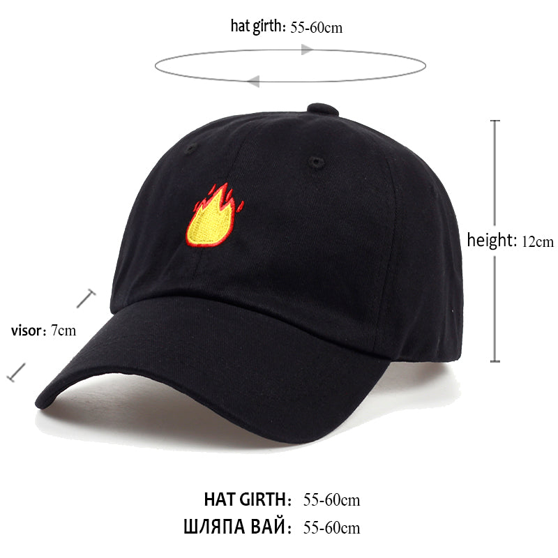 Fashion Baseball Cap with FIRE Embroidery Hat