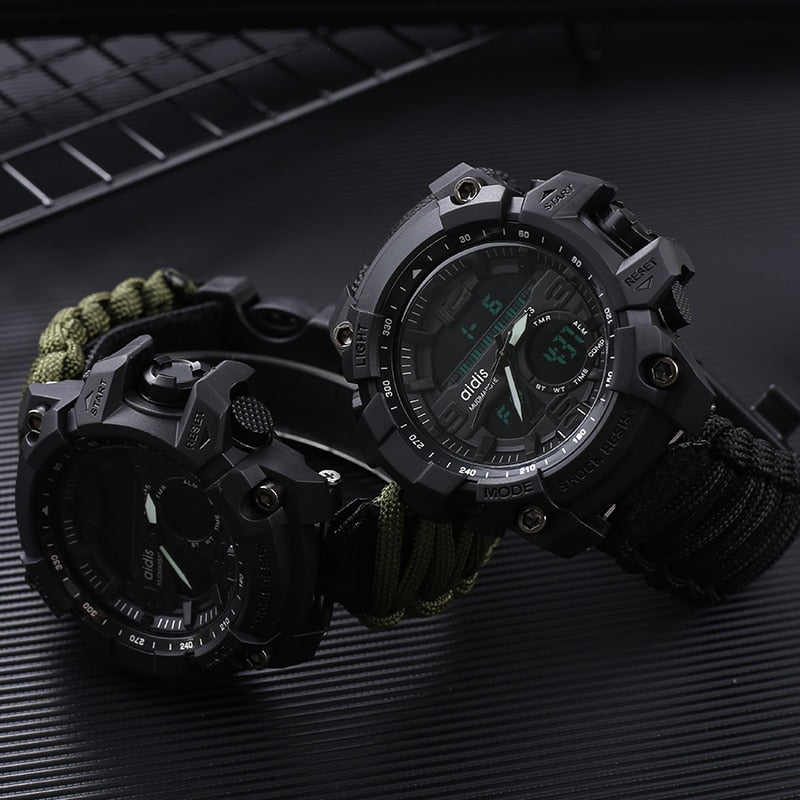 LED Military Watch With Compass 30M Waterproof Men's Sports Watch