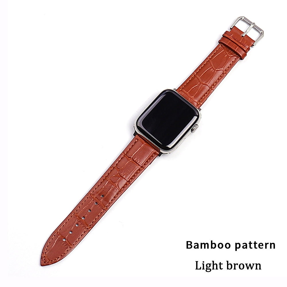 Men's Brown Leather Band Loop Strap For Apple Watch
