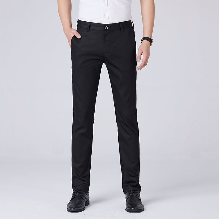 Ice Silk Slim Fit Business Elastic Trousers