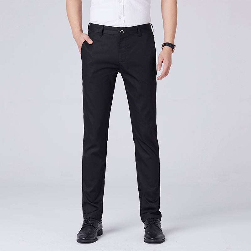 Men's Ice Silk Slim Fit Business Elastic Trousers