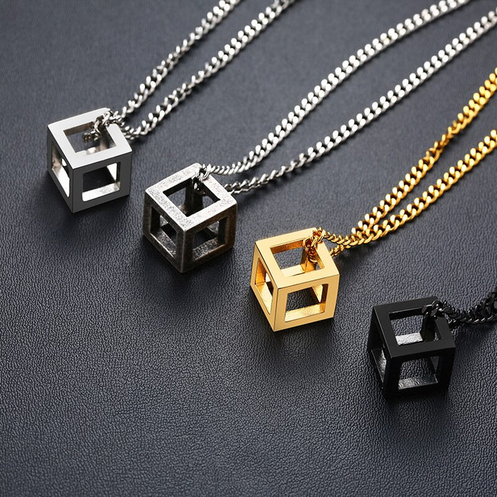 Vnox Retro Hollow Cube Pendant For Men
