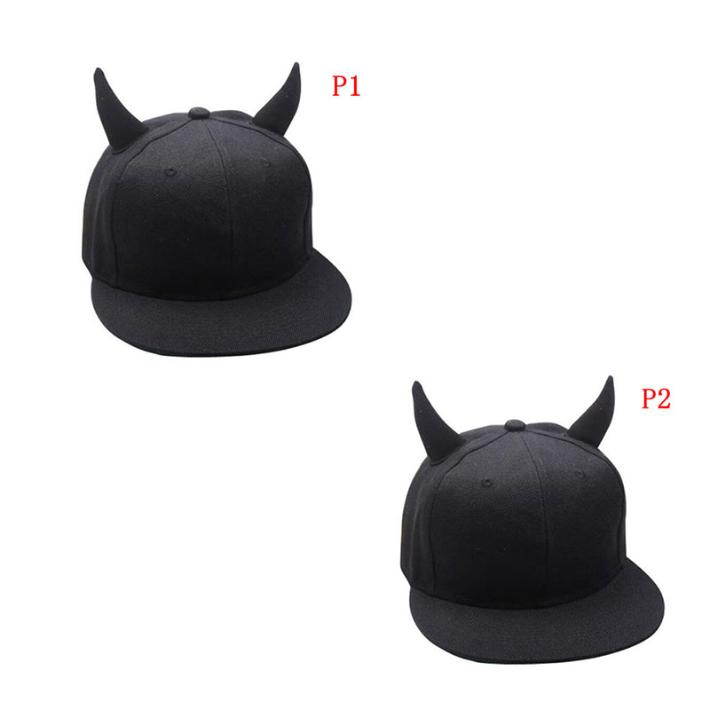 Black Cotton Punk Horn Cap