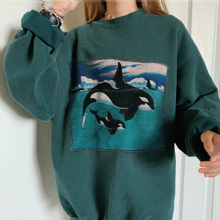 HipHop High Street Women Ocean Animal Whale Hoodies