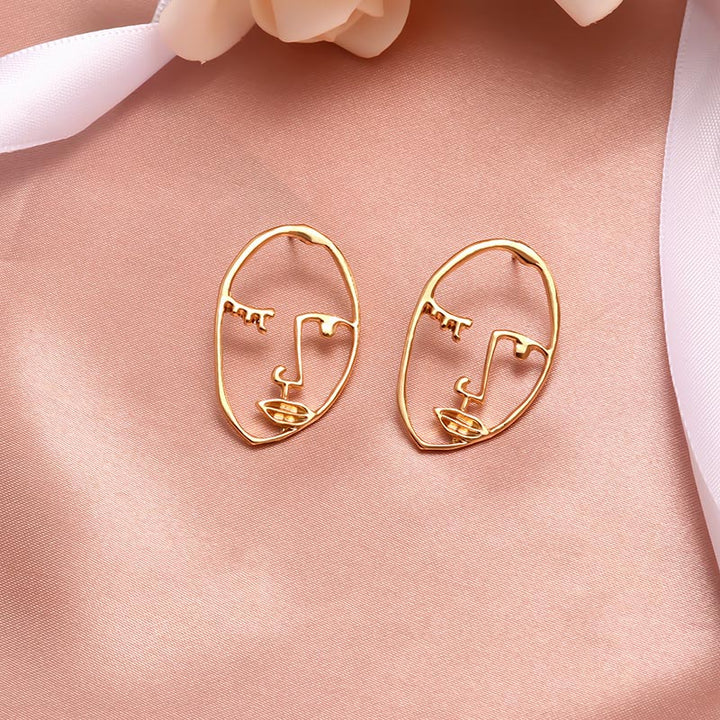 Women Geometric Round Heart Gold Earring