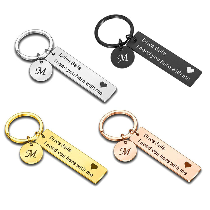 Drive Safe Keychain A-Z 26 Initials Lettering