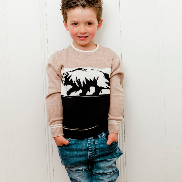 Jacquard Knit Top With Bear