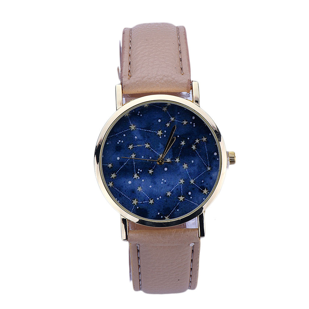 Women Fashion Sky Stars Night Pattern Watch