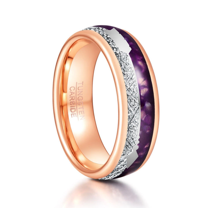 Purple and Rose Gold Arrow Tungsten Ring