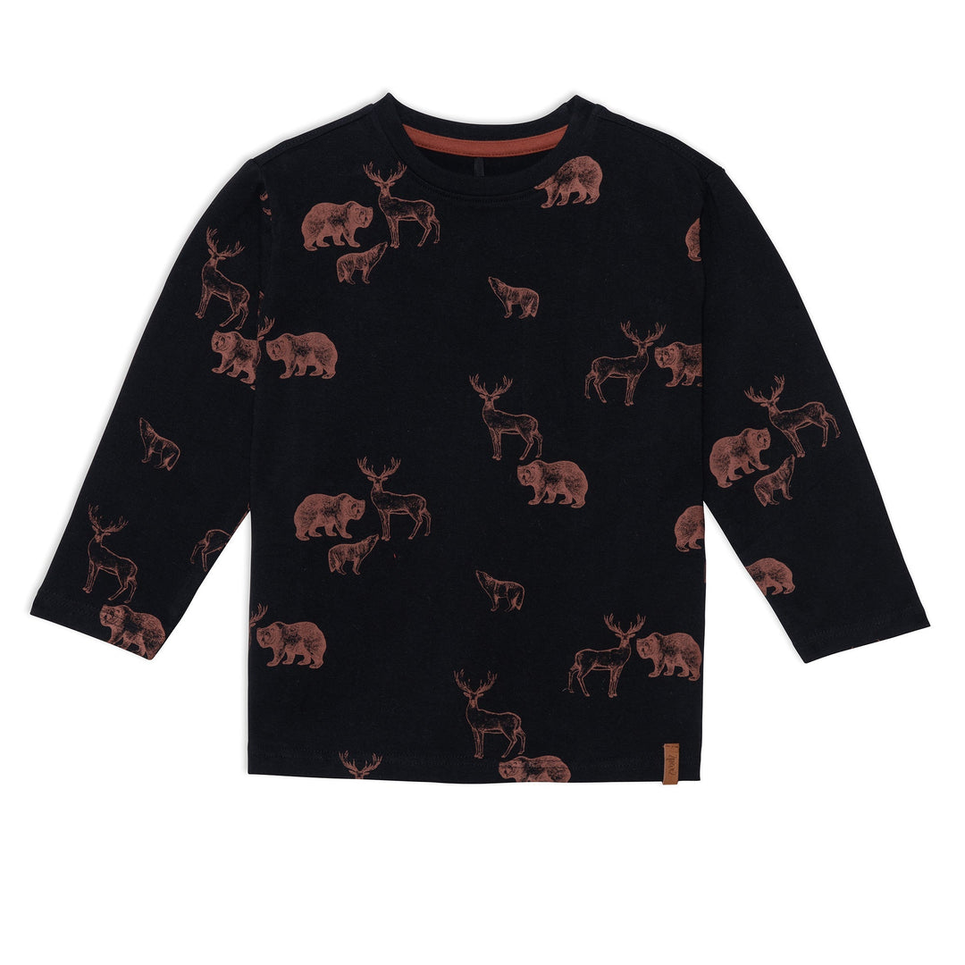 Long Sleeve Jersey Printed Top With Animals