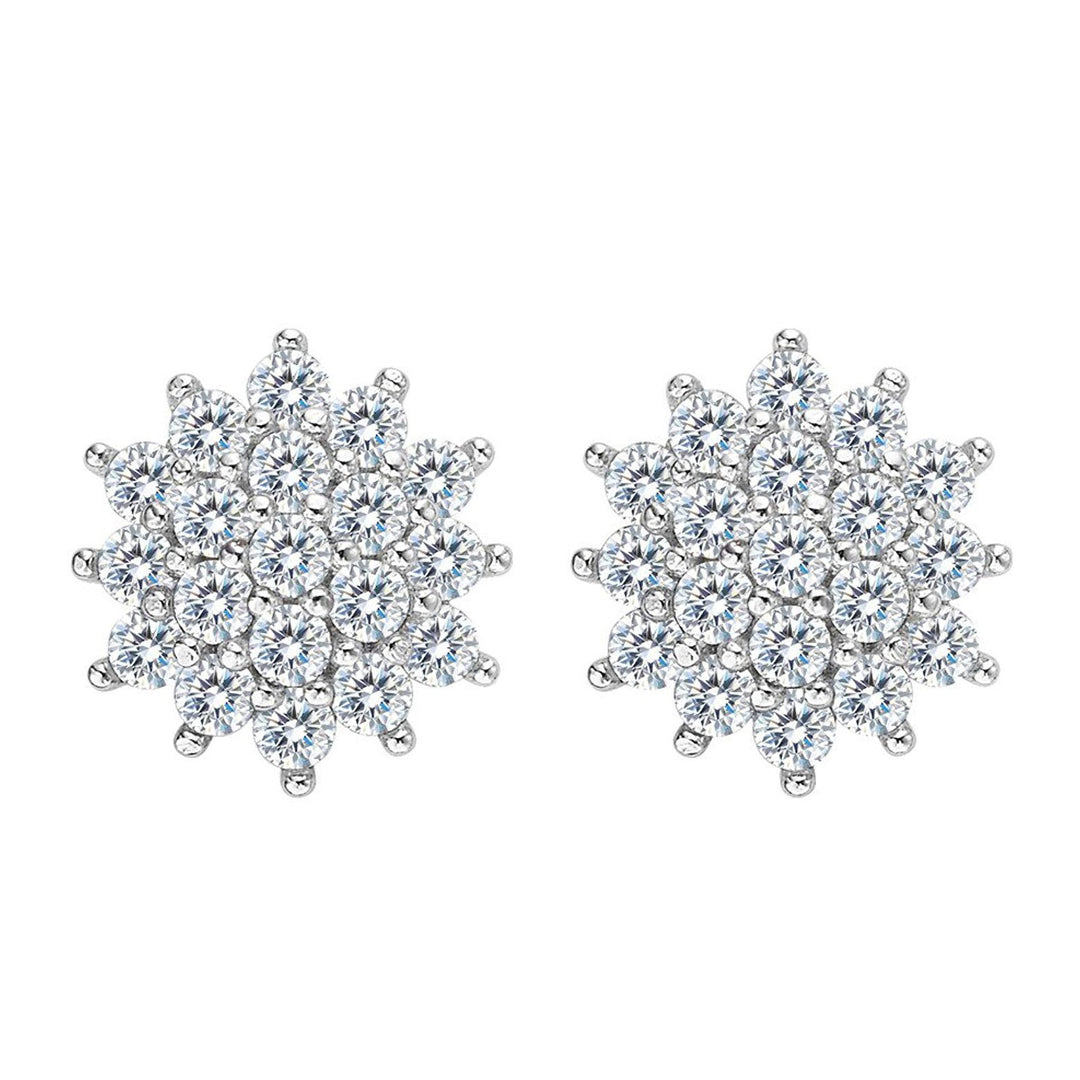 Winter Wonderland Snowflake  Elements Stud Earrings in 14K White Gold Plating