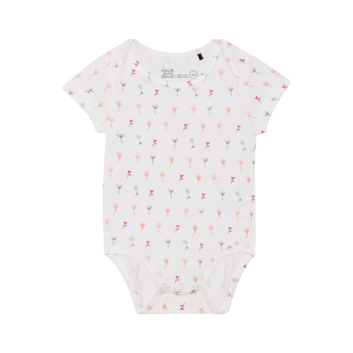 Organic Cotton Bodysuit and Bloomer with Straps Set Dark Coral and White