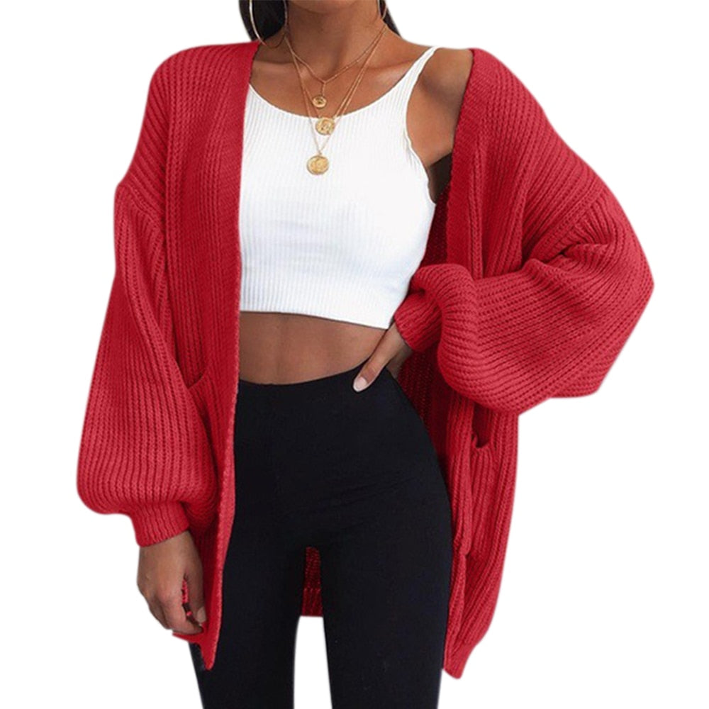Autumn Winter Coat Loose Knitted Sweater Cardigan For Women