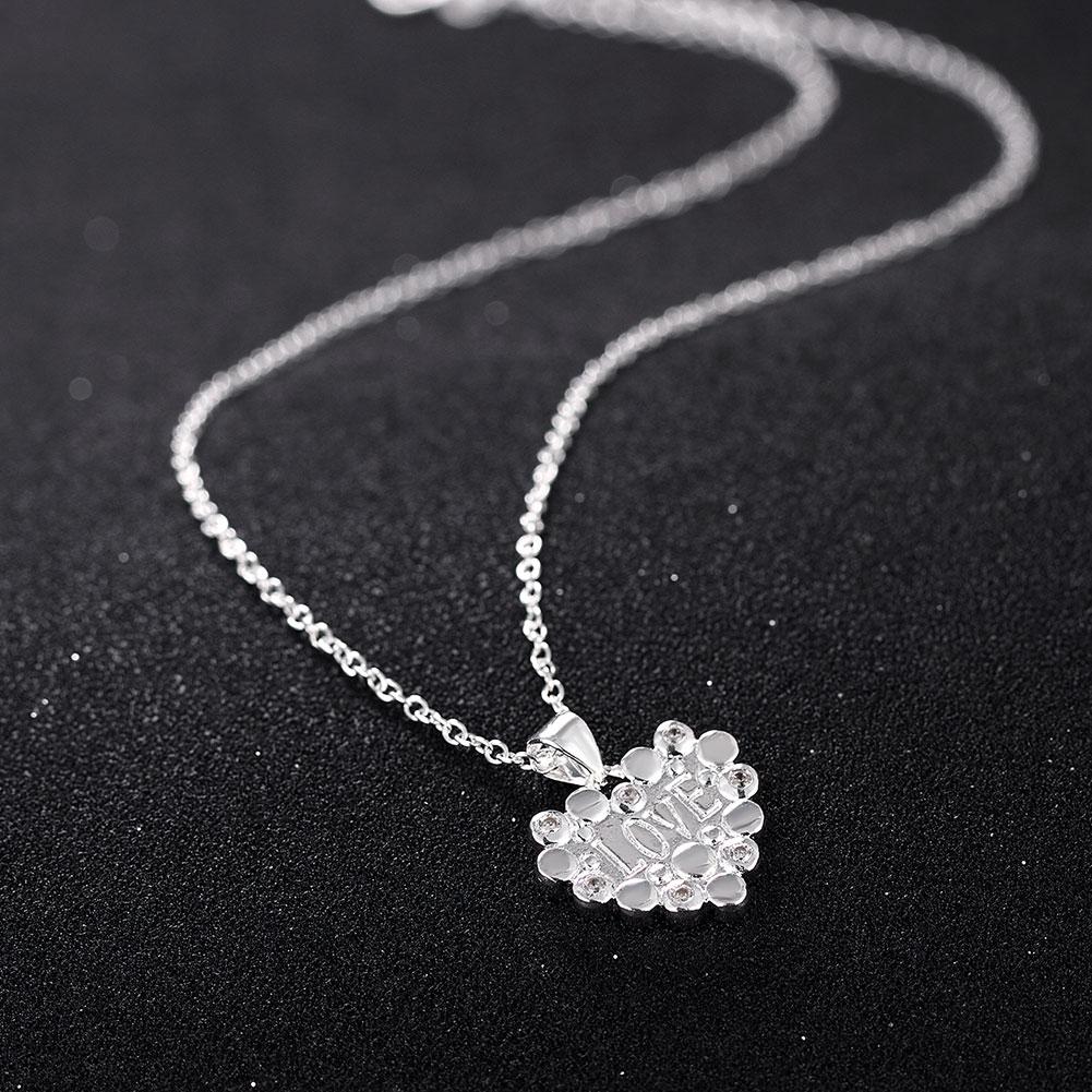 Heart Diamond Cut Necklace In 18K White Gold Plated