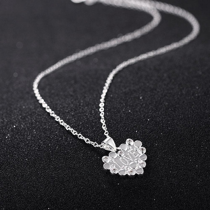 Heart Diamond Cut Necklace In 18K White Gold Plated