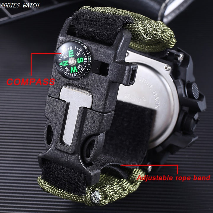 LED Military Watch With Compass 30M Waterproof Men's Sports Watch