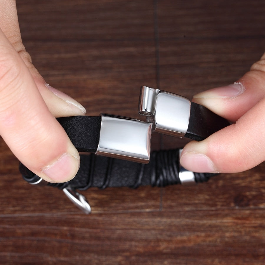 Clasp Stitching Men's Leather Bracelet