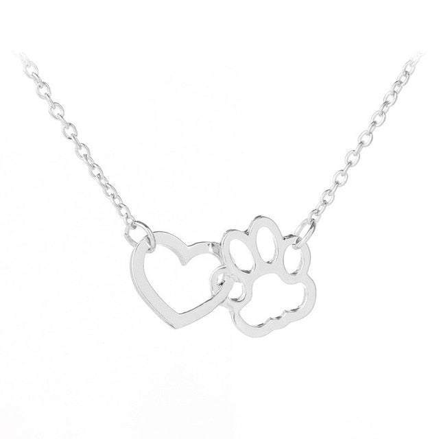 Pet Paw Love Heart Necklace